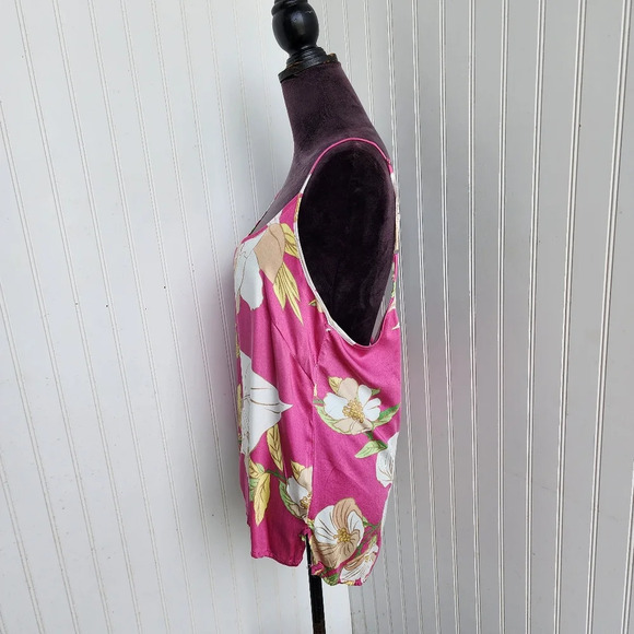 NWT Cynthia Rowley Womens Tank Top Womens Floral Loose Pink Tan White Rayon Sz M - Picture 5 of 11